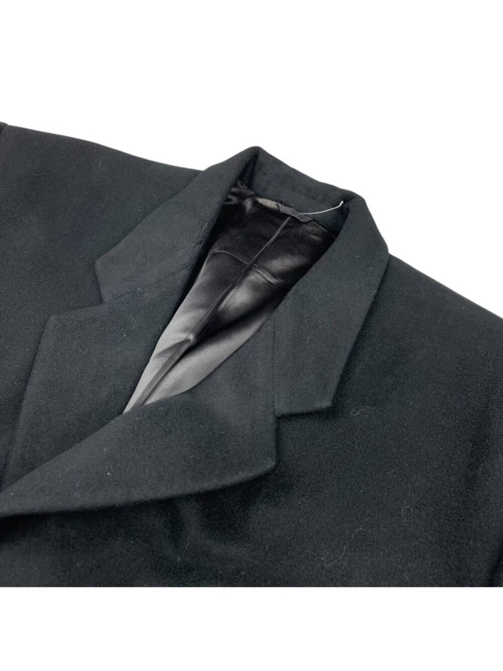 Holland & Sherry Men’s 100% Wool Trench Over Coat Black • 48L US | 58 EU